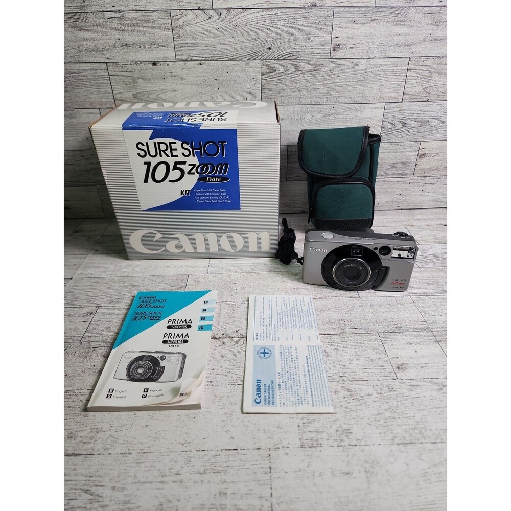 Vintage Canon Sure Shot 105 Zoom Point & Shoot Film Camera w/ Box *No Battery*